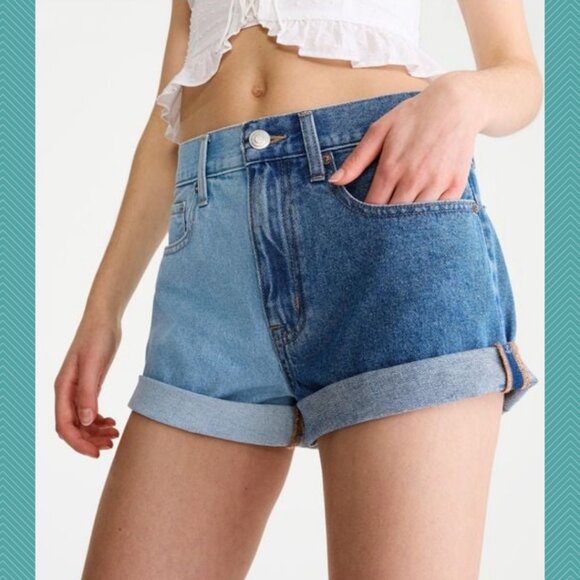 Aeropostale Two Tone Denim High Rise Mom Shorts - Picture 1 of 5